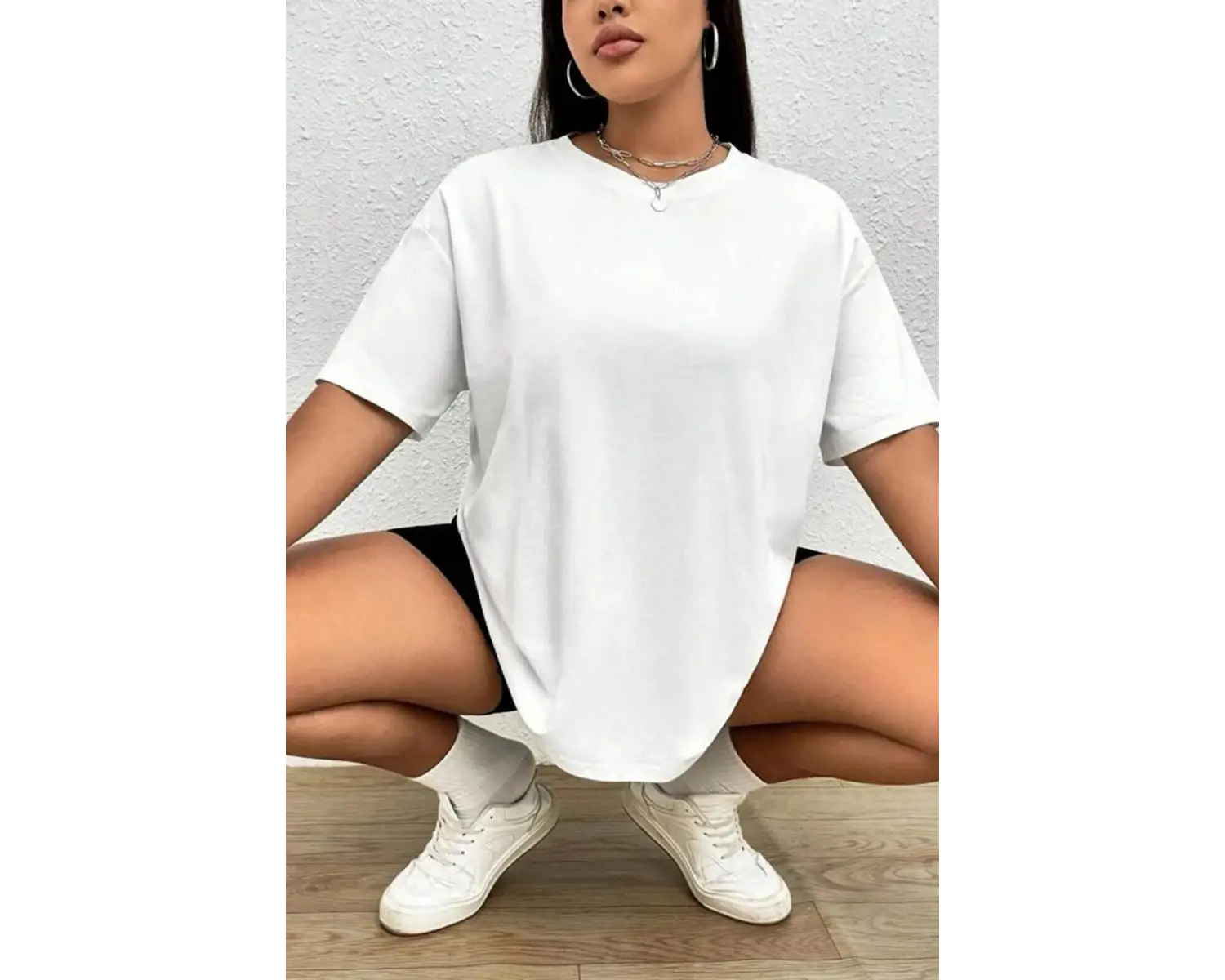 Kadın basic rahat kesim kısa kollu
