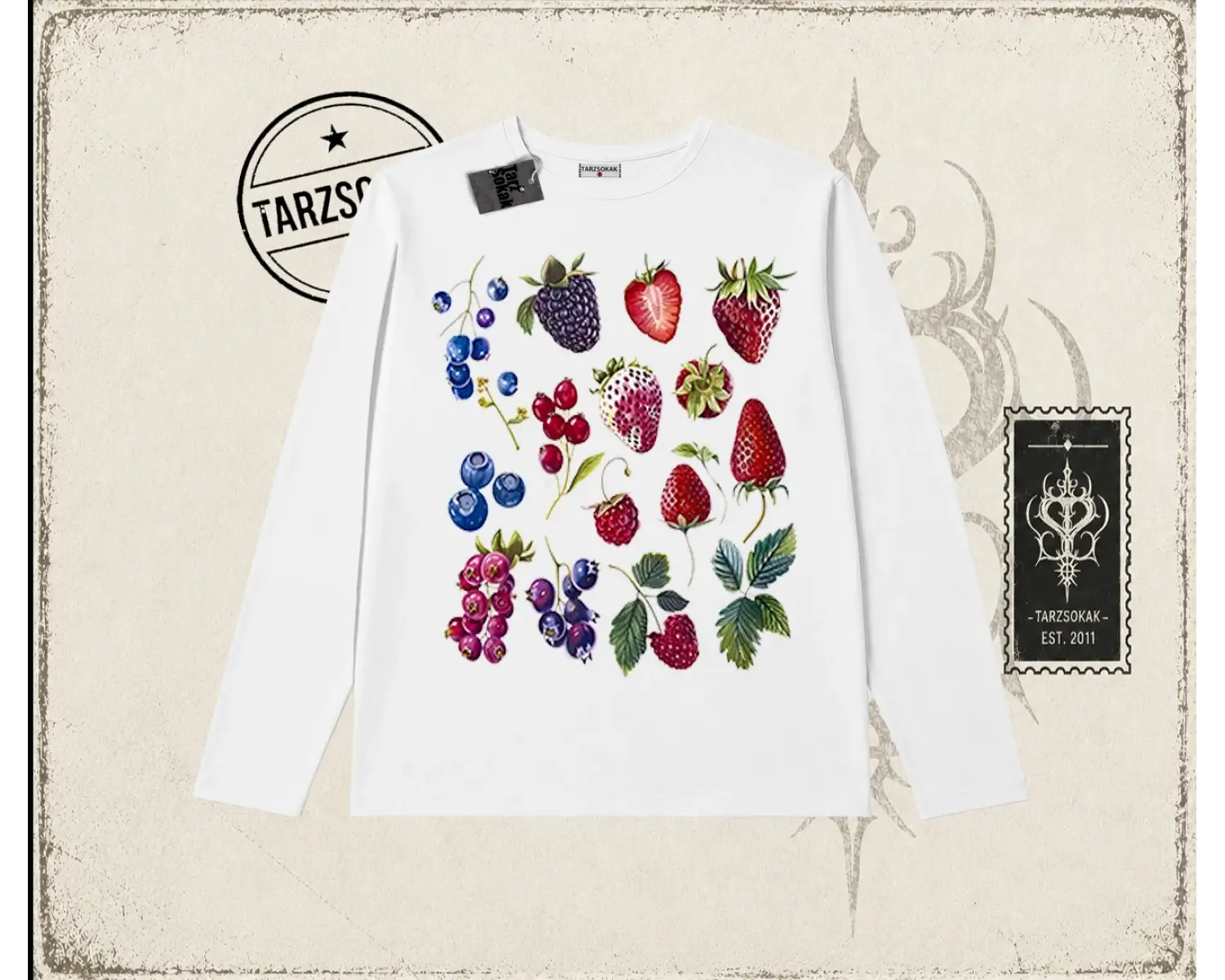 Kadın Berries Biskilet Yaka  Long Sleeve Beyaz