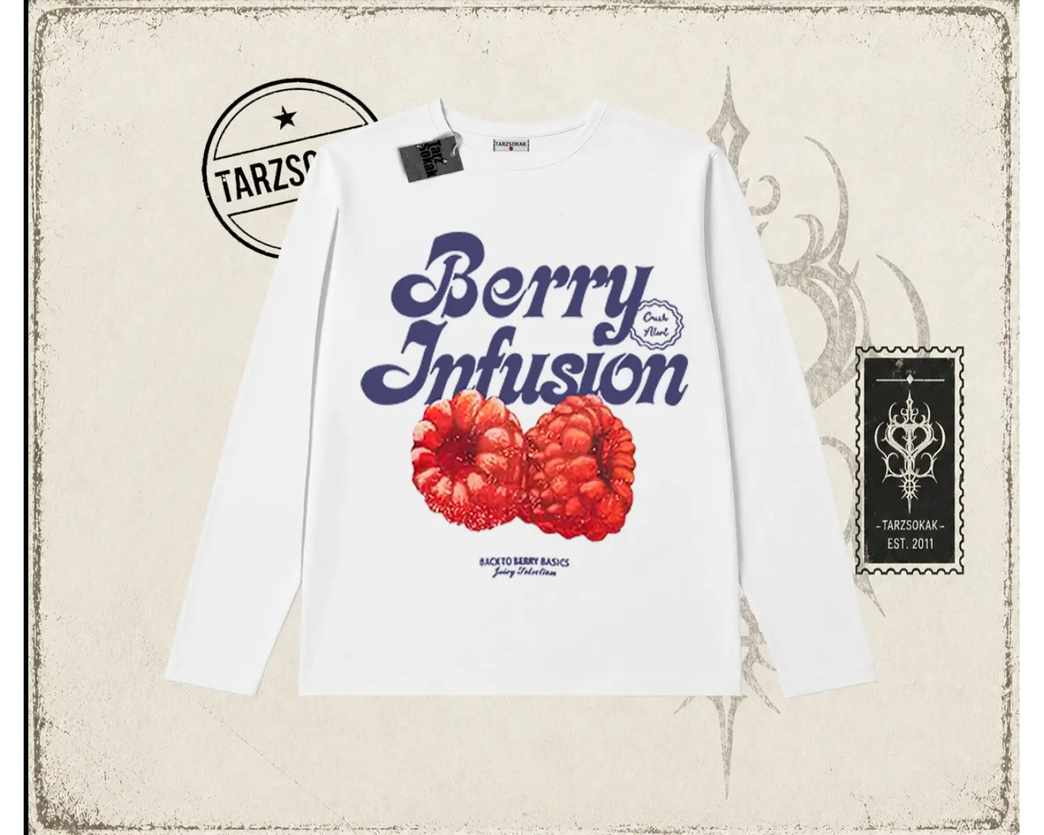 Kadın Berry Infusion Biskilet Yaka  Long Sleeve Beyaz