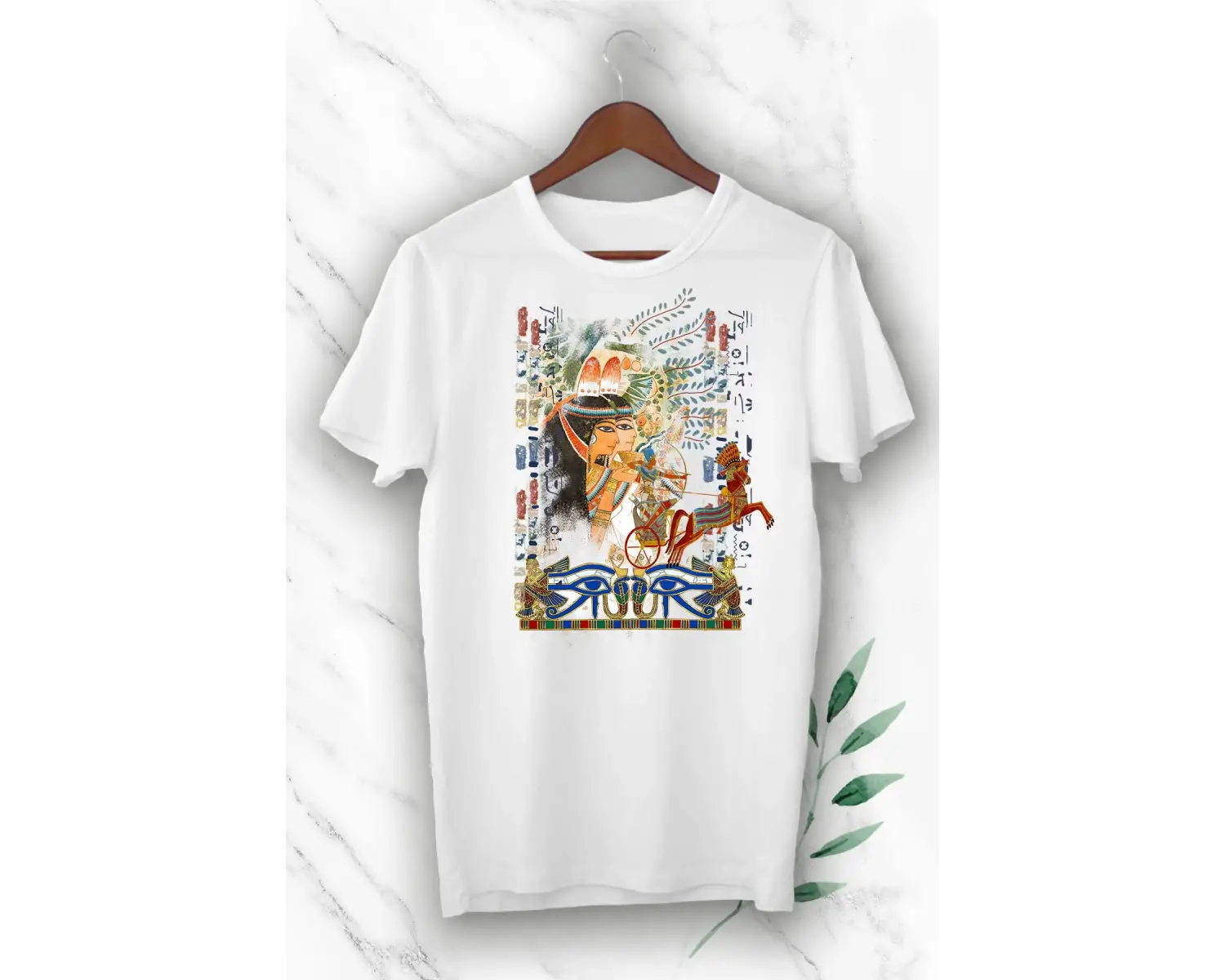Kadın Beyaz Antik Mısır Egypt Baskılı Tişört