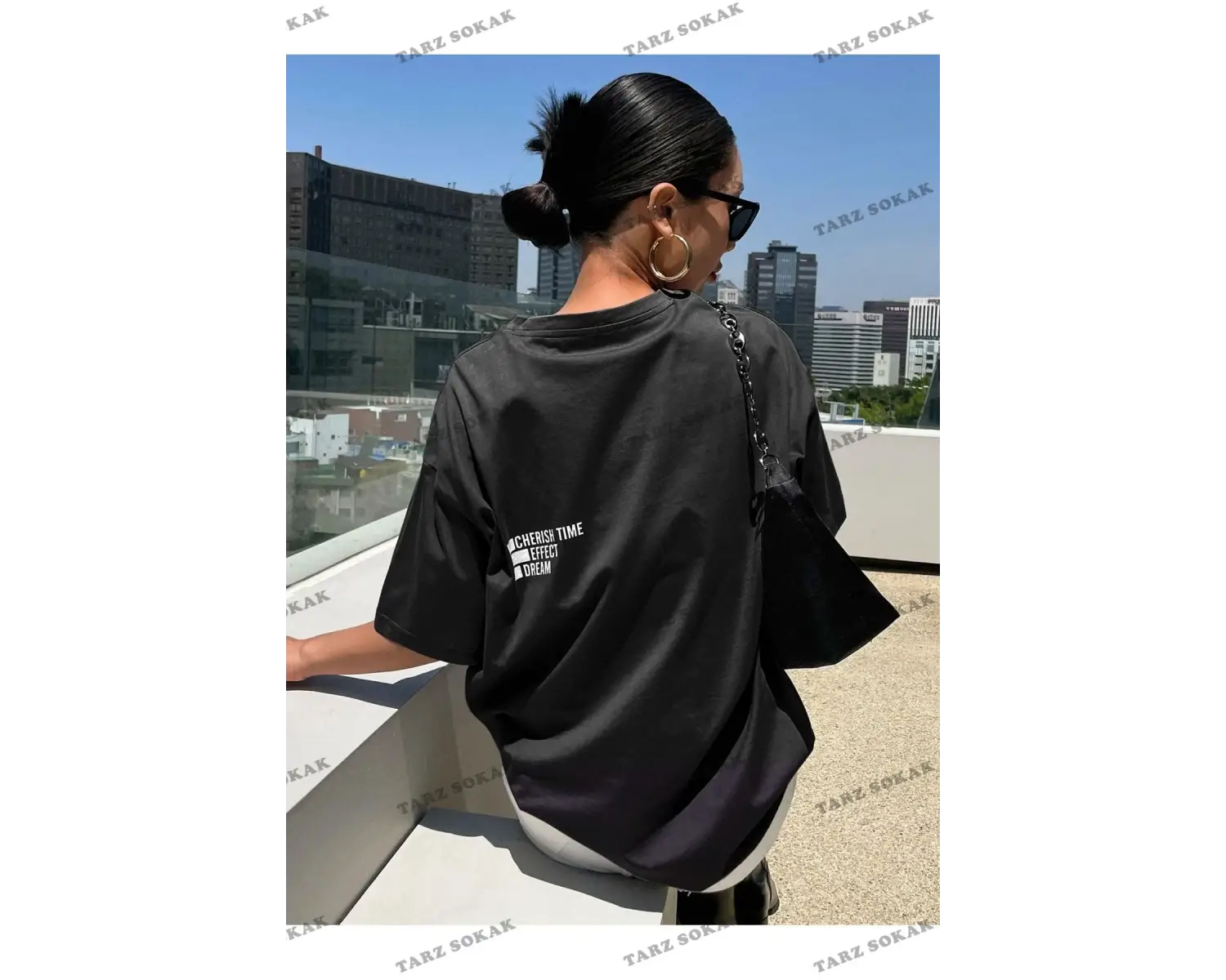 Kadın Beyaz Cheerish Baskı Oversize