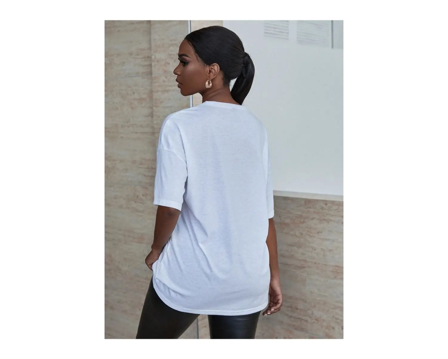 Kadın Beyaz Fabulous Baskılı Oversize Bisiklet Yaka Tshirt