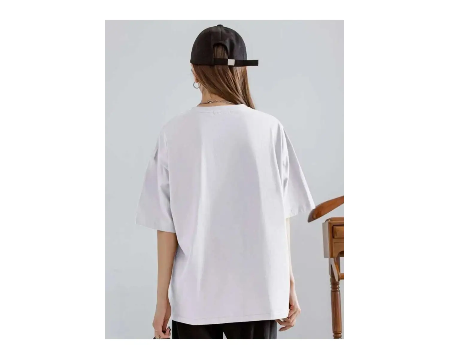 Kadın Beyaz Funny And Rich Baskılı Oversize T-Shirt