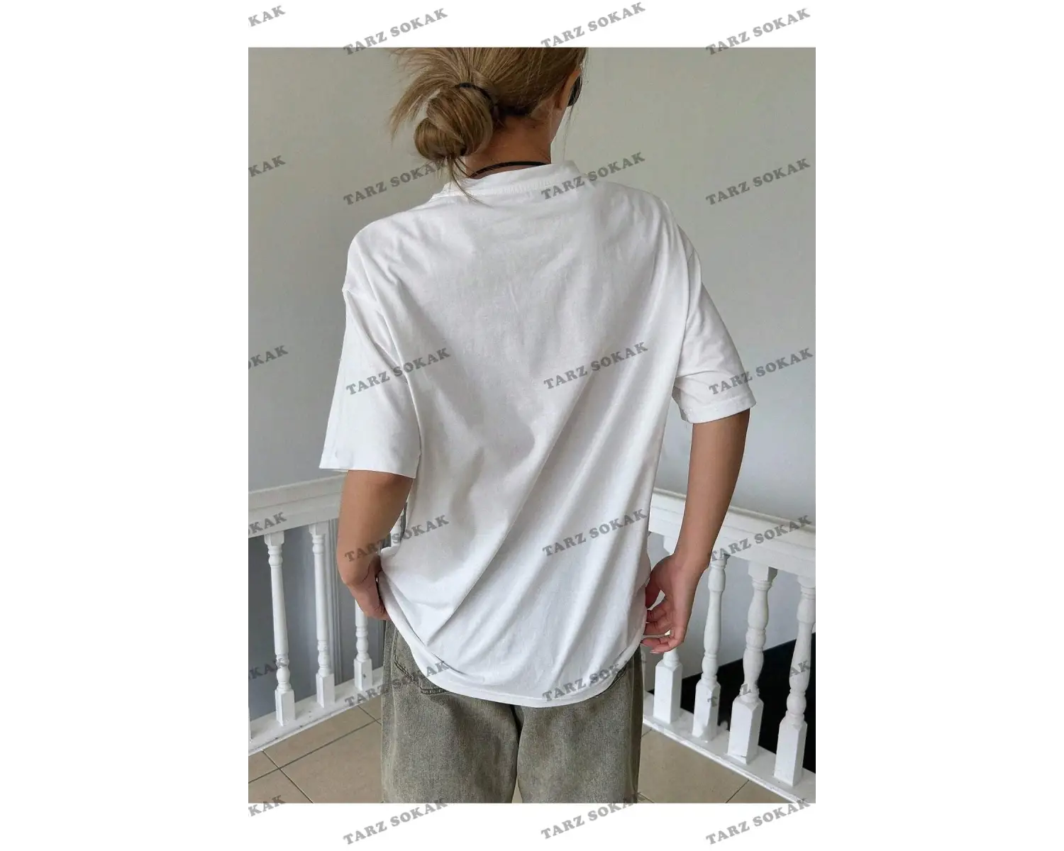 Kadın Beyaz İmpossible Star Baskılı Oversize