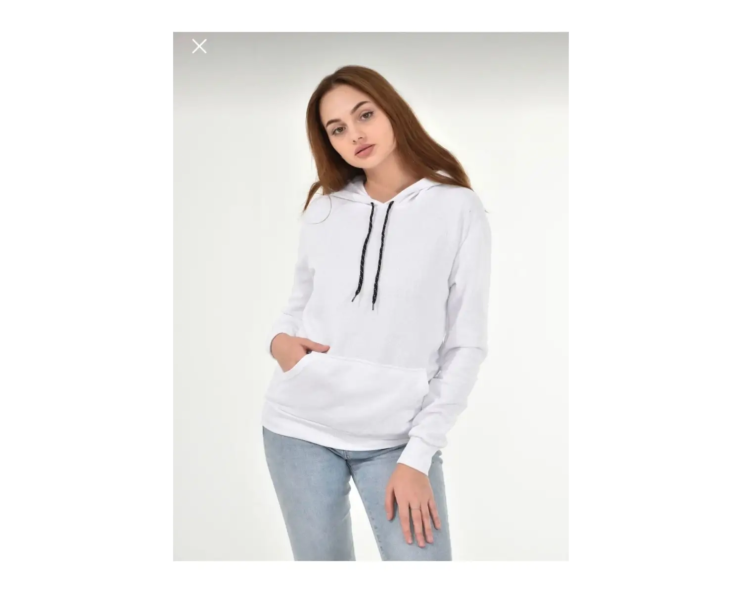 Kadın Beyaz Kapüşonlu Sweatshirt