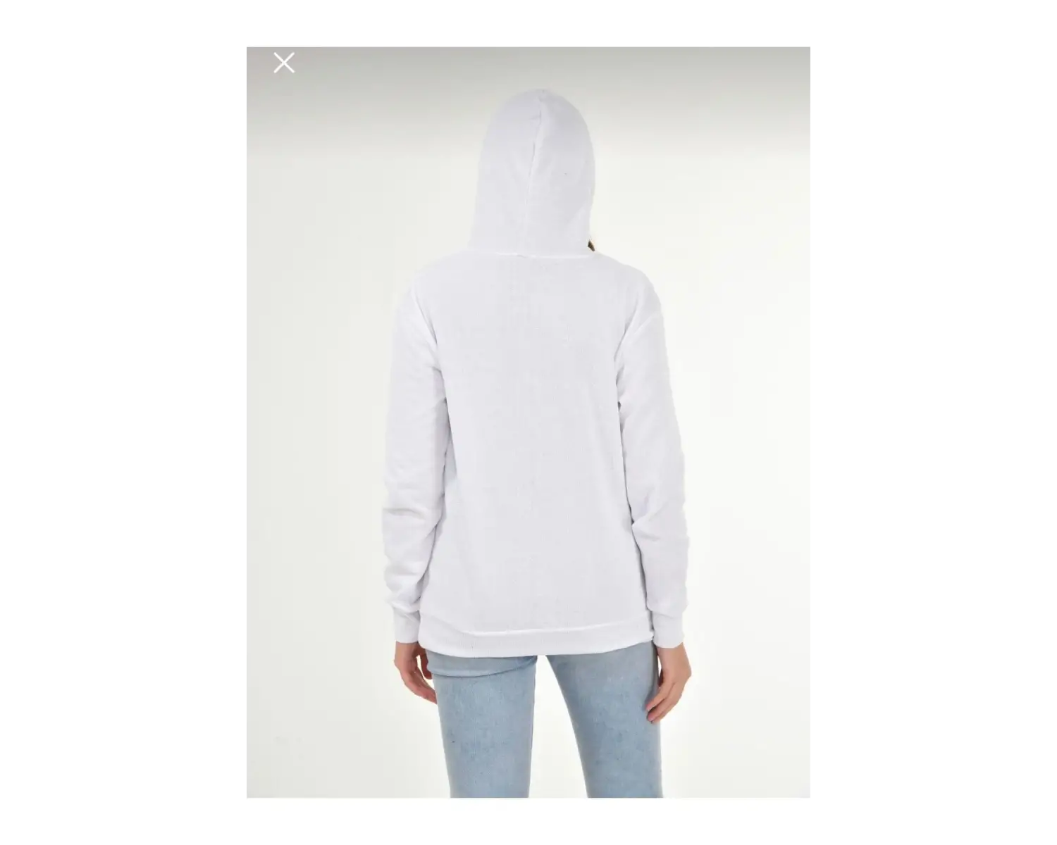 Kadın Beyaz Kapüşonlu Sweatshirt