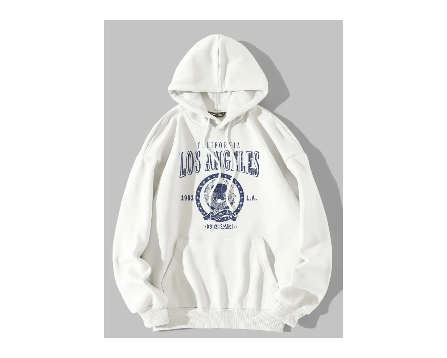 Kadın Beyaz Los Angeles Baskılı Kapüşonlu Sweatshirt