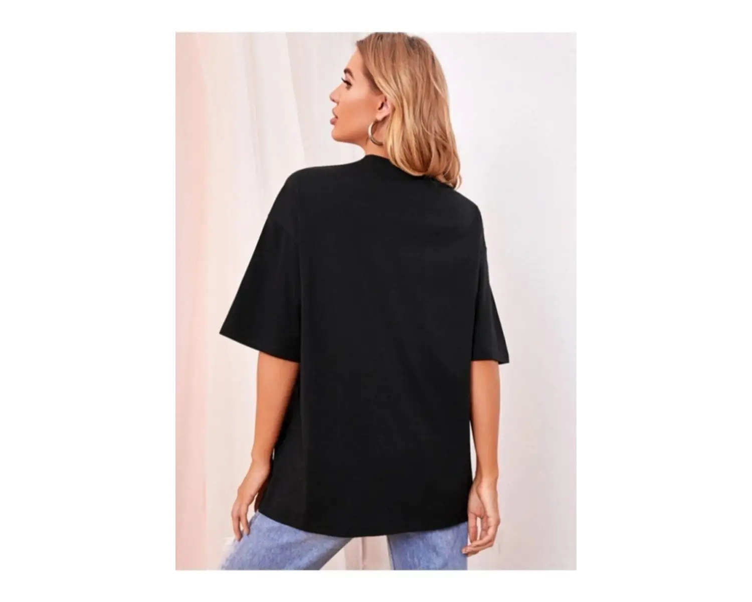 Kadın Beyaz Önü Güneş Baskılı Bisiklet Yaka Oversize Pamuklu T-shirt