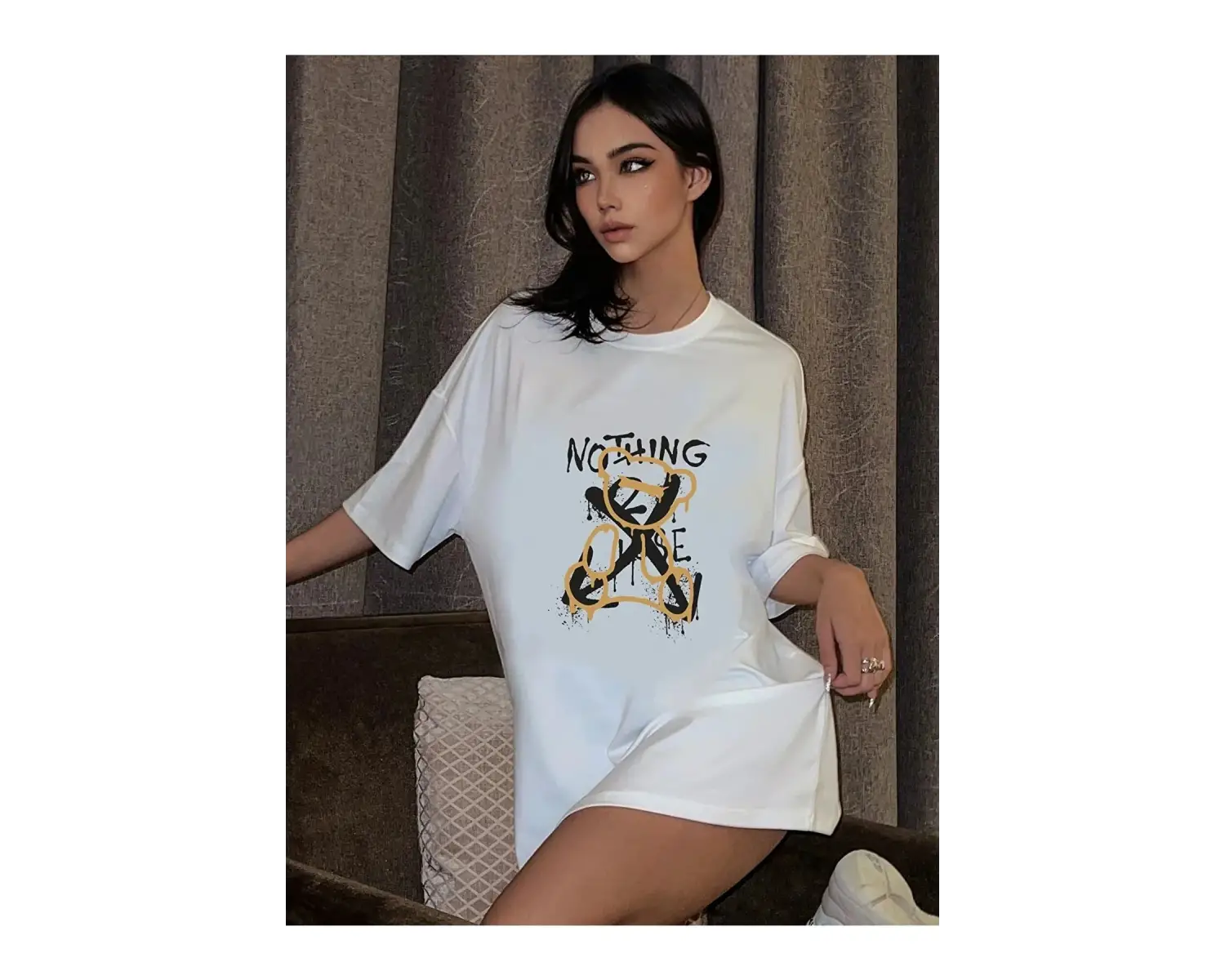 Kadın Beyaz Oversize Nothing Else Tshirt