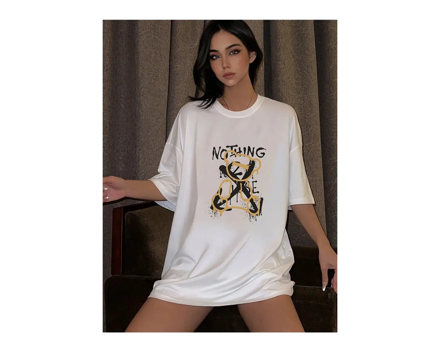 Kadın Beyaz Oversize Nothing Else Tshirt