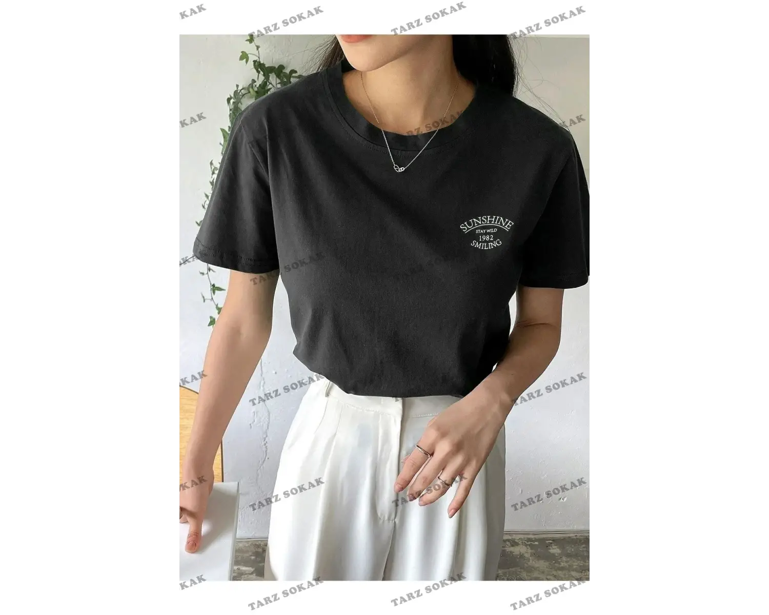 Kadın Beyaz Sunshine Baskılı Oversize