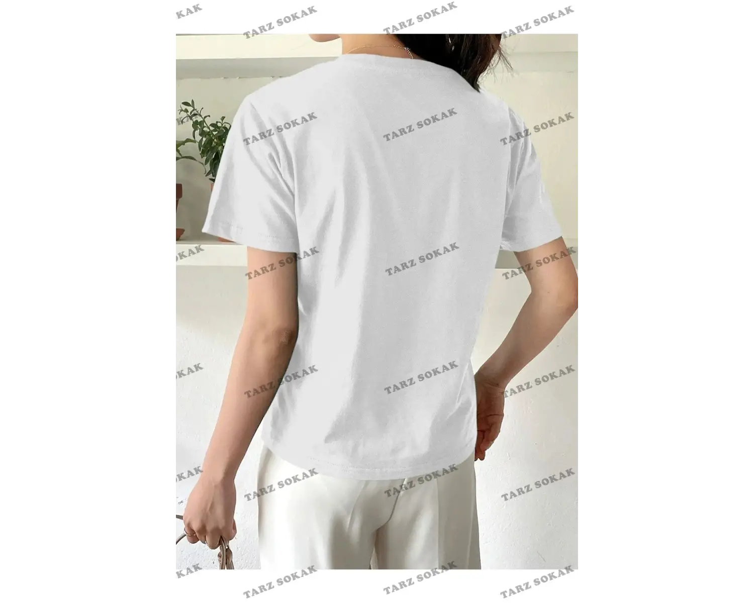 Kadın Beyaz Sunshine Baskılı Oversize