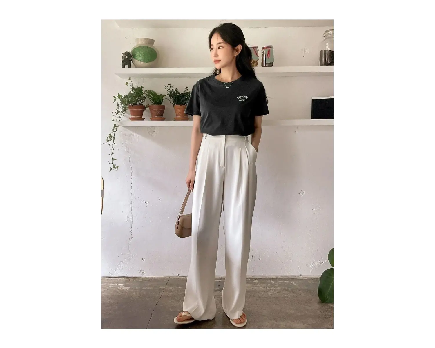 Kadın Beyaz Sunshine Baskılı Oversize Tişört