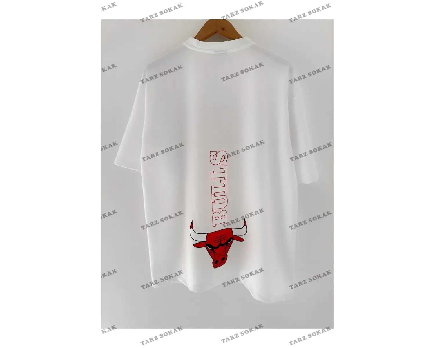 Kadın Beyaz Yüz Baskı Detaylı Oversize