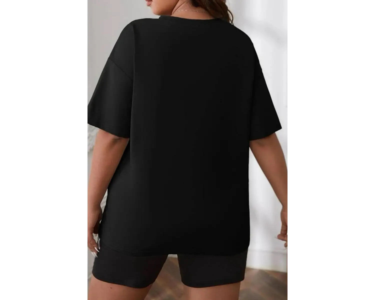 Kadın Bisiklet Yaka Dökümlü Yazlık Tişört Salaş