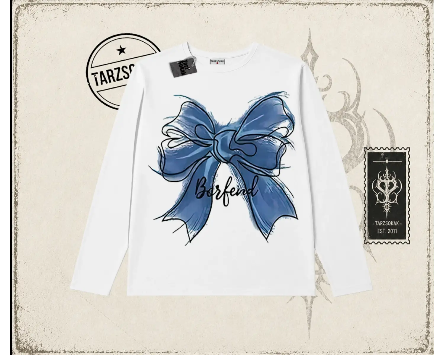 Kadın Borfend Biskilet Yaka  Long Sleeve Beyaz