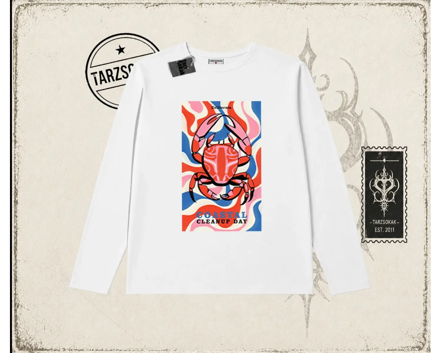 Kadın California Lobster Biskilet Yaka  Long Sleeve Beyaz