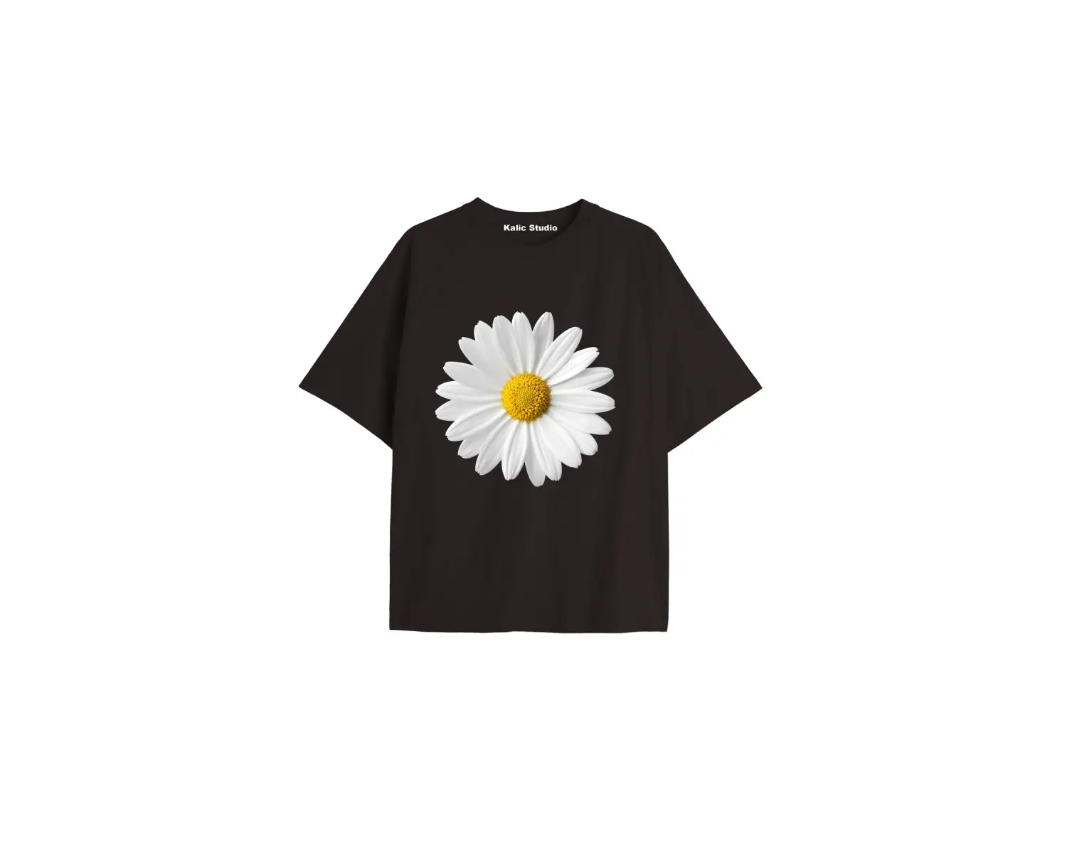 Kadın Çiçek  Özel Baskılı Renkli Oversize Penye Pamuklu Bisiklet Yaka T-Shirt