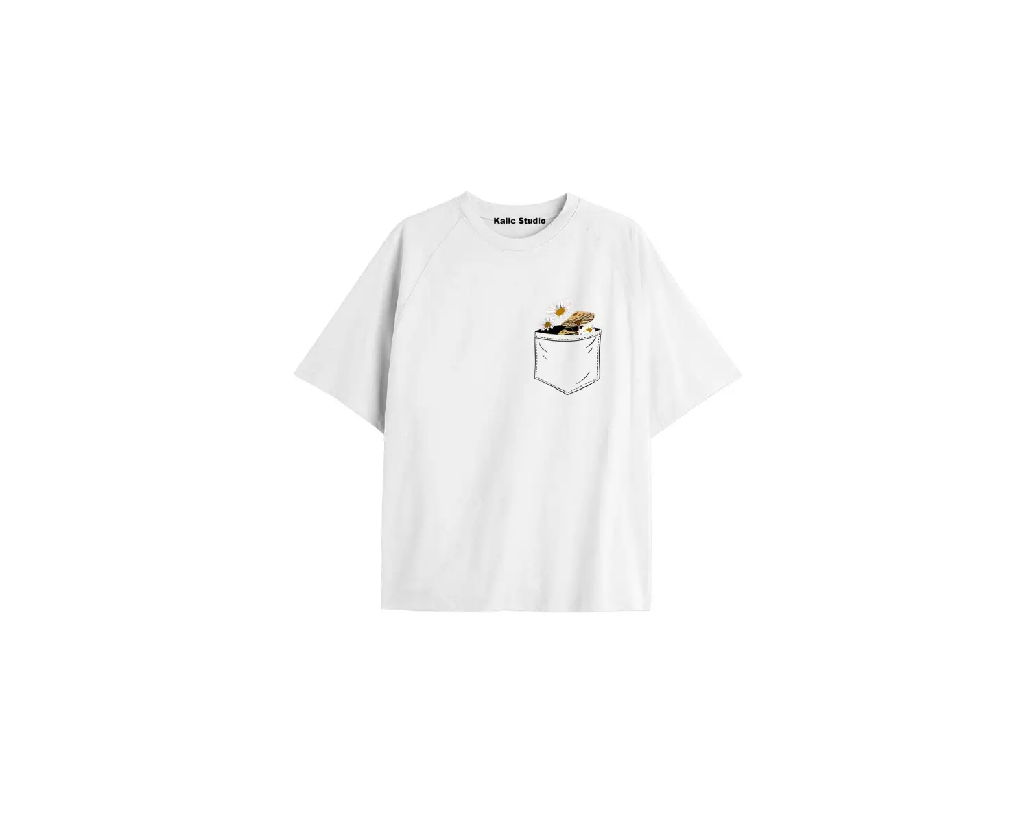 Kadın Çiçek  Özel Baskılı Renkli Oversize Penye Pamuklu Bisiklet Yaka T-Shirt