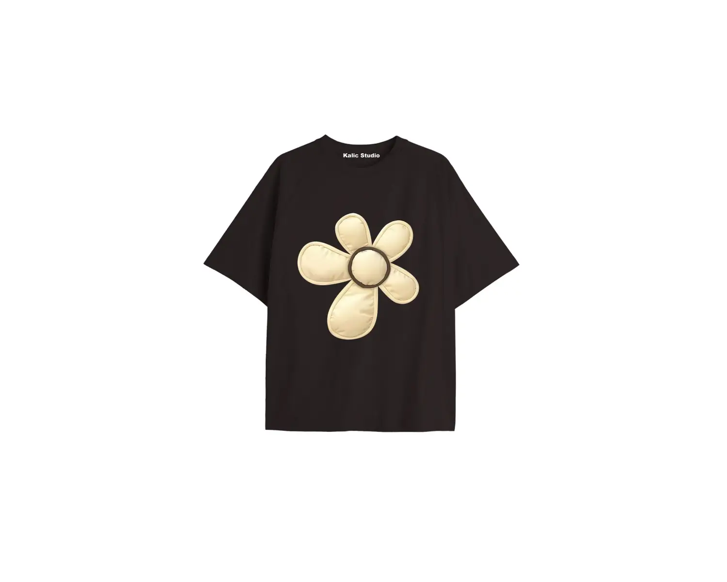 Kadın Çiçek  Özel Baskılı Renkli Oversize Penye Pamuklu Bisiklet Yaka T-Shirt