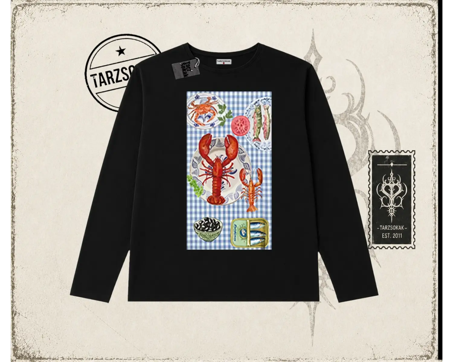 Kadın Crab Picnic Biskilet Yaka  Long Sleeve Beyaz