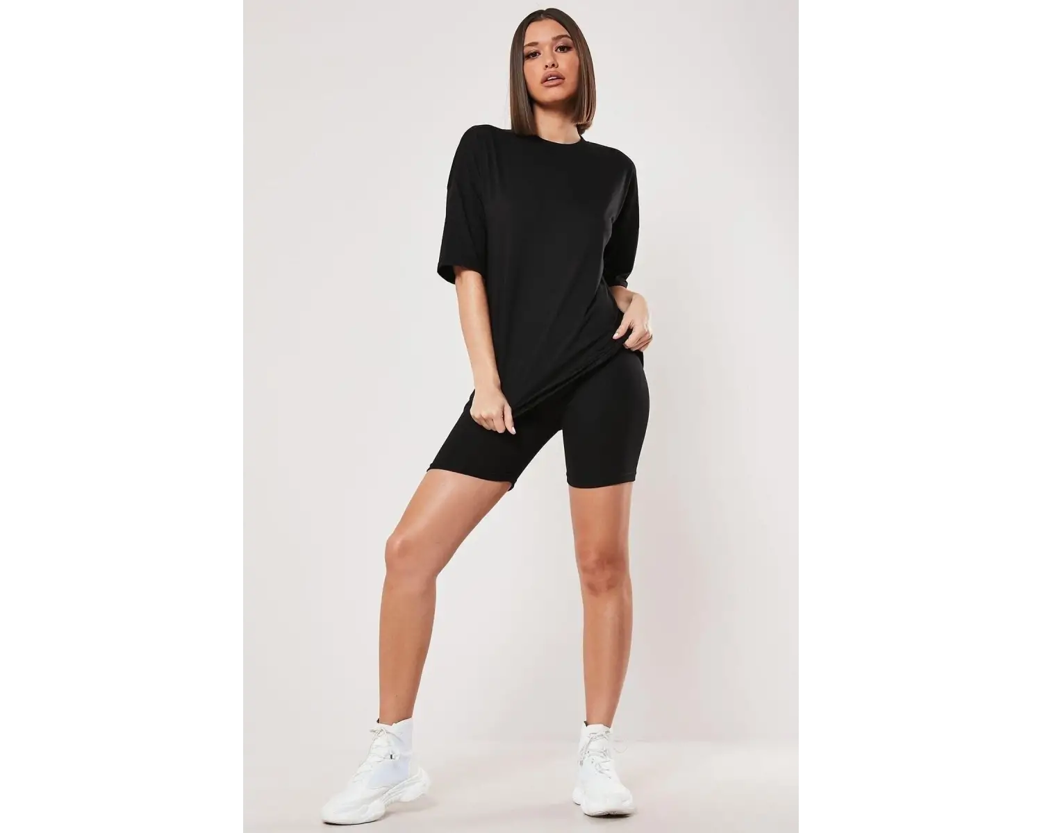 Kadın Düz Beyaz Oversize T-shirt