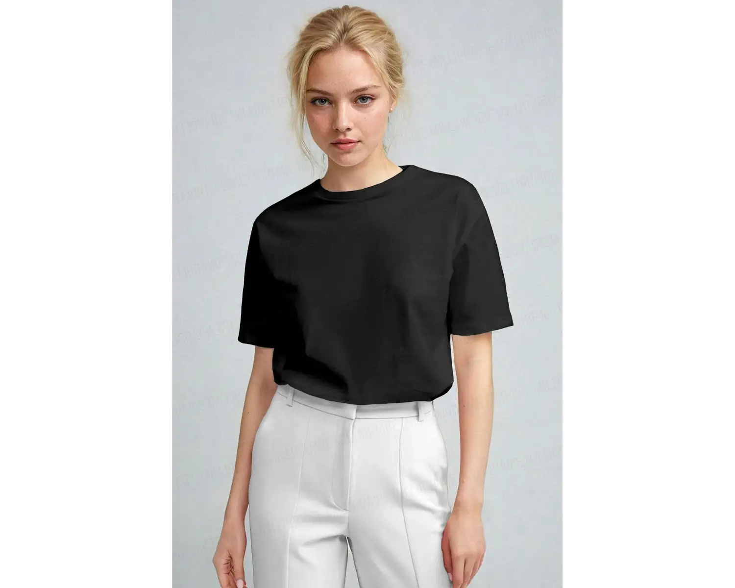 Kadın Ekru Beyaz Nefes Alan Bisiklet Yaka Regular Fit Normal Kesim Baskisiz Basic