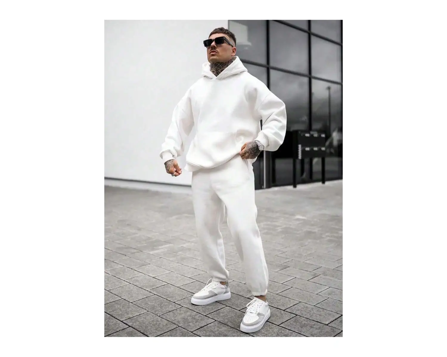 Kadın Ekru Renk Yüksek Bel Jogger Eşofman Takımı Cy84156