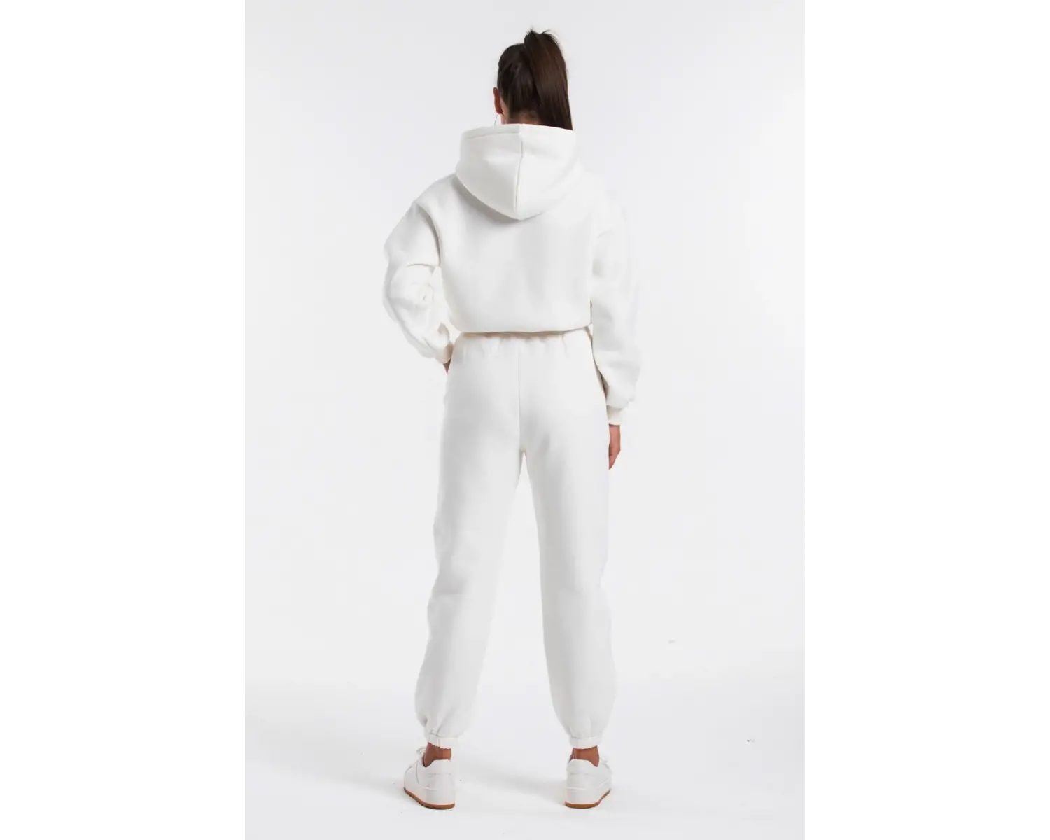 Kadın Ekru Renk Yüksek Bel Jogger Eşofman Takımı Cy84156