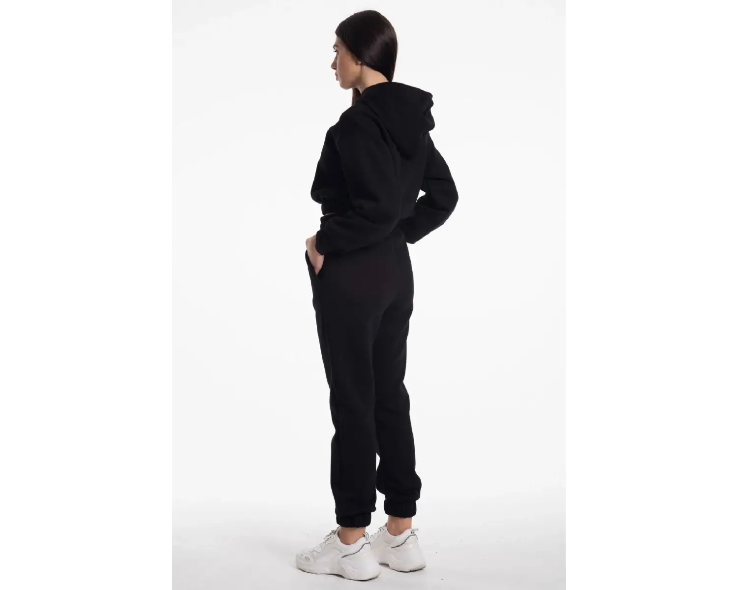 Kadın Ekru Renk Yüksek Bel Jogger Eşofman Takımı Cy84156