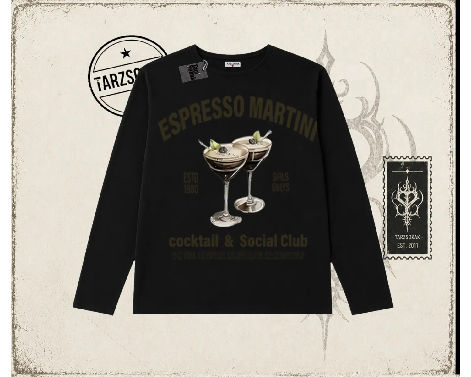 Kadın Espresso Martini Biskilet Yaka  Long Sleeve Beyaz