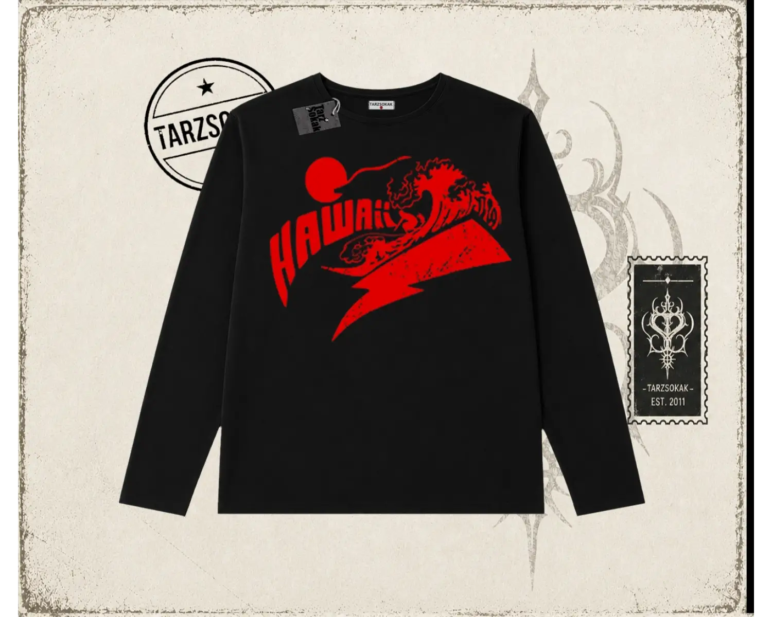 Kadın Hawaii Biskilet Yaka  Long Sleeve Beyaz