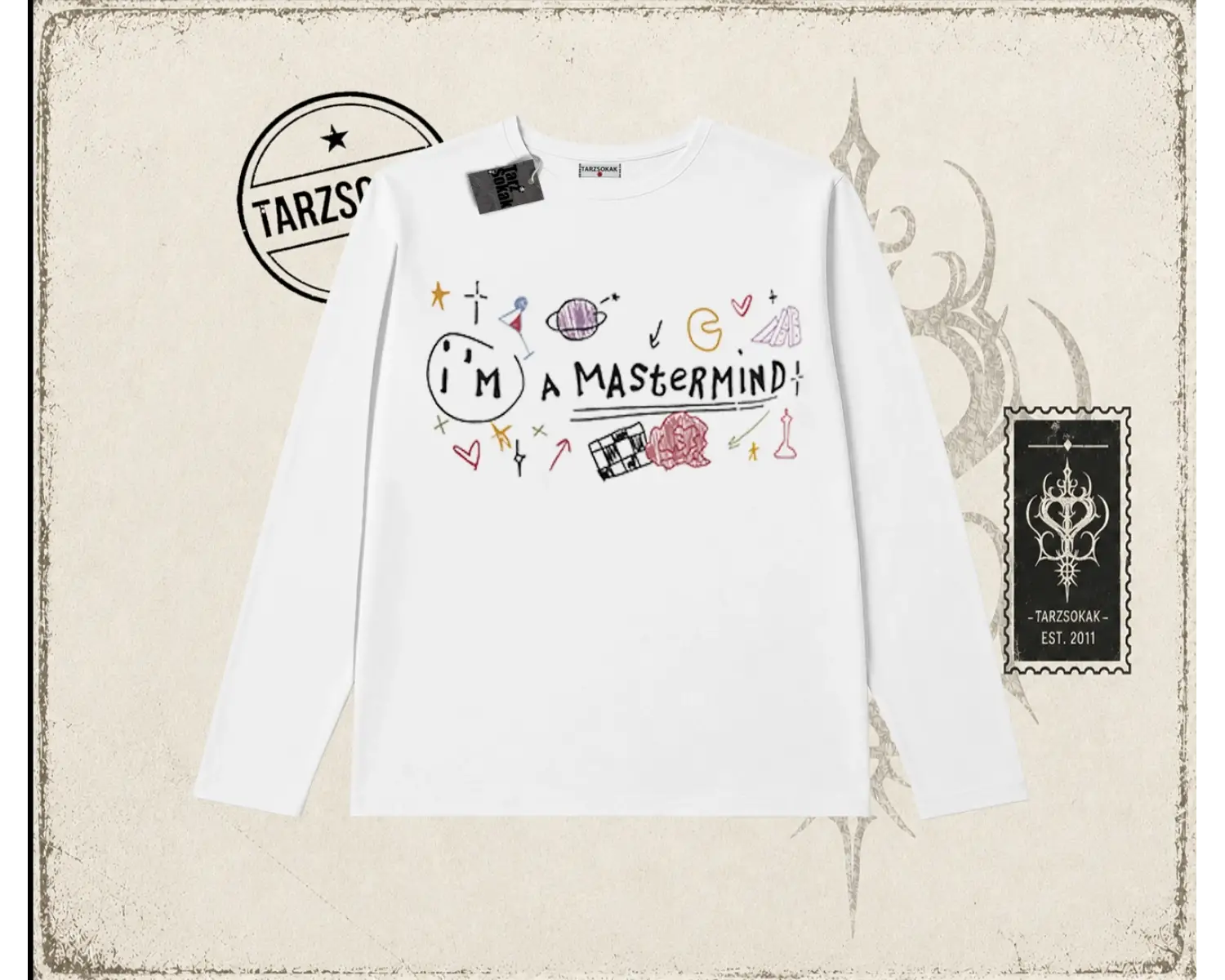 Kadın Im a Mastermind Biskilet Yaka  Long Sleeve Beyaz