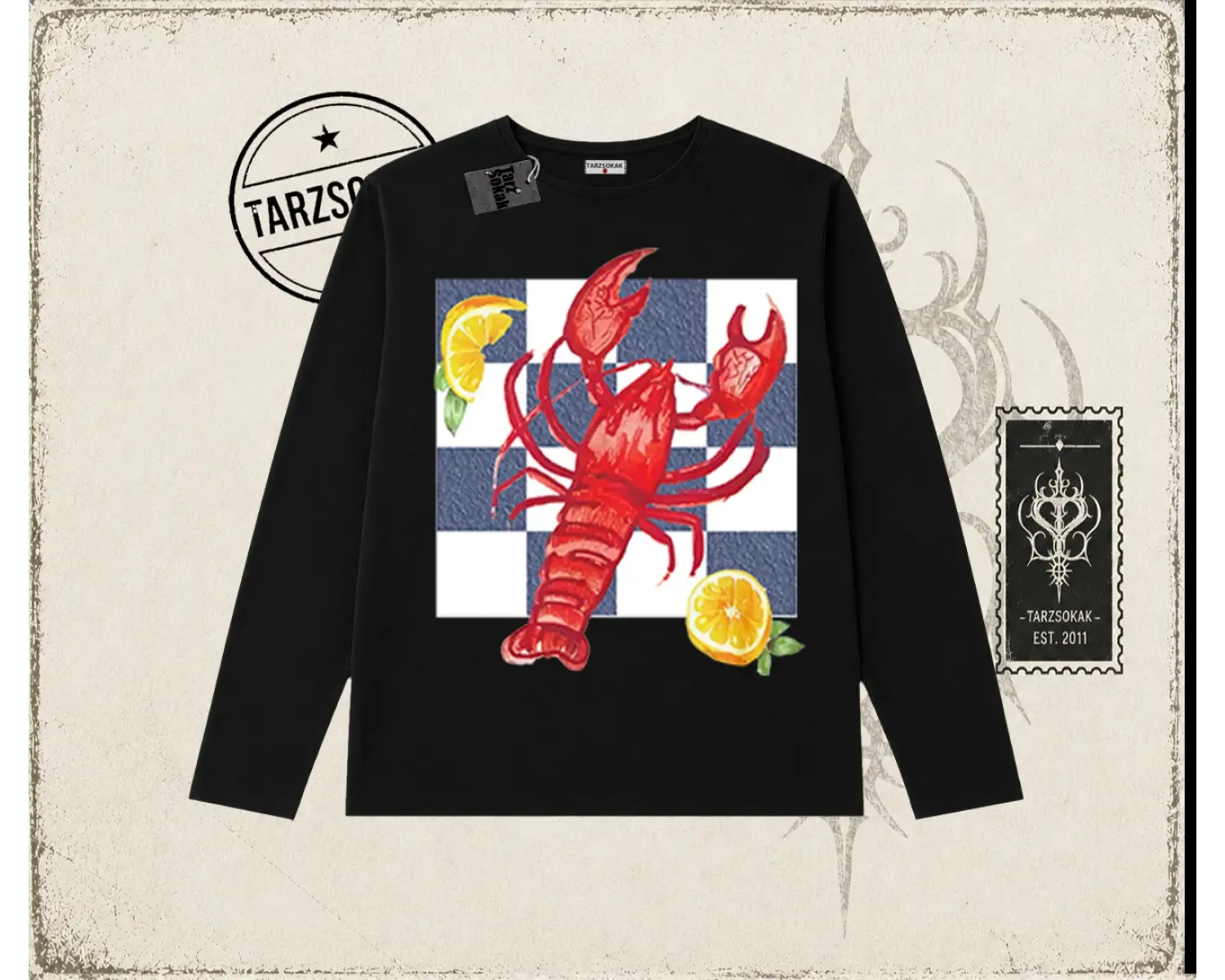 Kadın Istakoz Ekose Biskilet Yaka  Long Sleeve Beyaz
