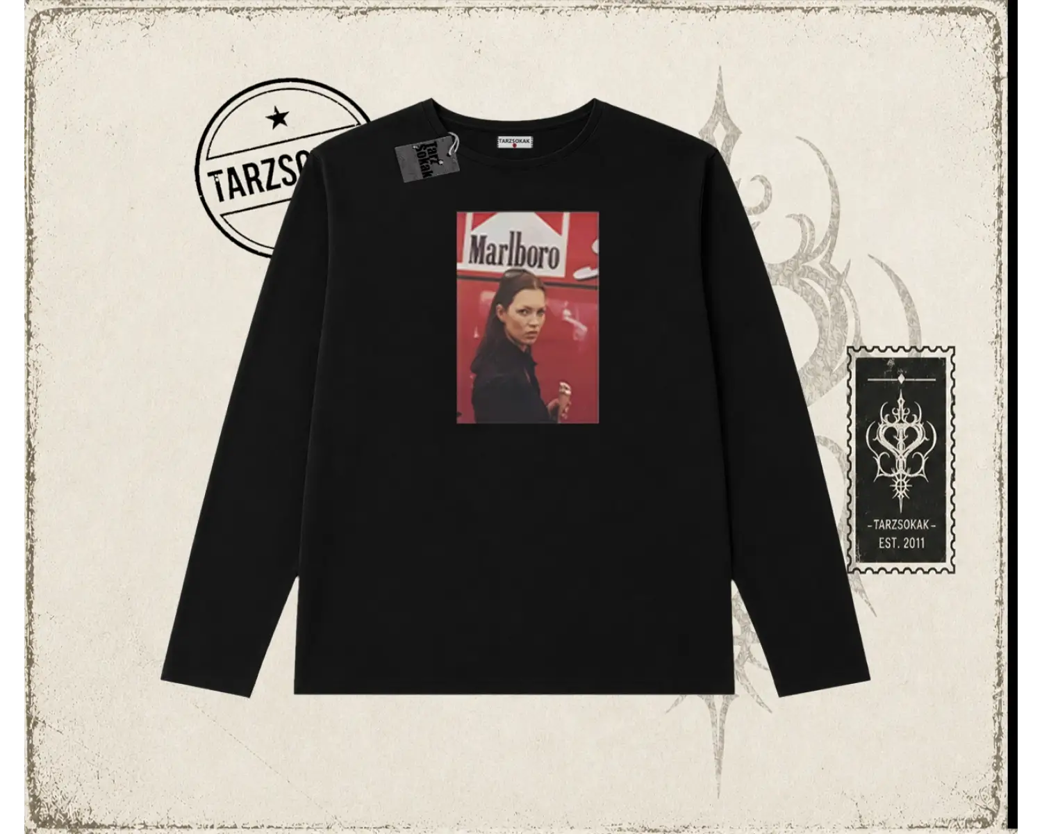 Kadın Kate Moss icecream Biskilet Yaka  Long Sleeve Beyaz