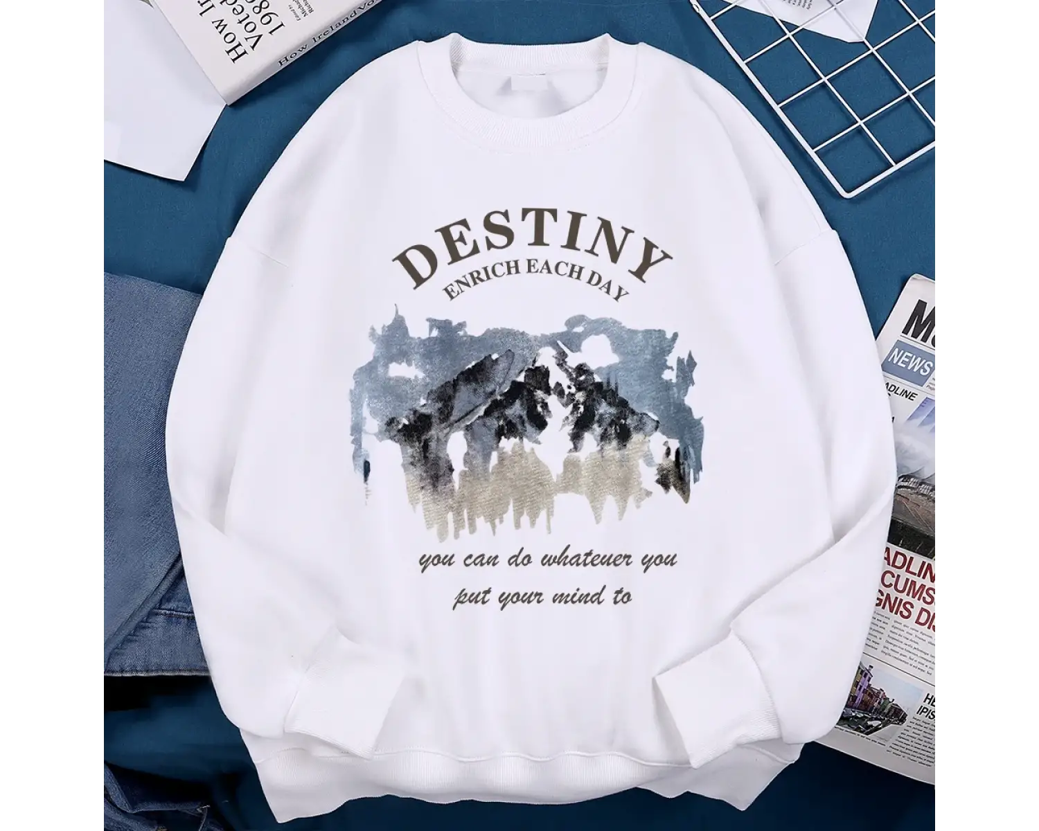 Kadın kazak kader zenginleştirmek her gün mektup baskılı kapüşonlu svetşört kore Casual Stree