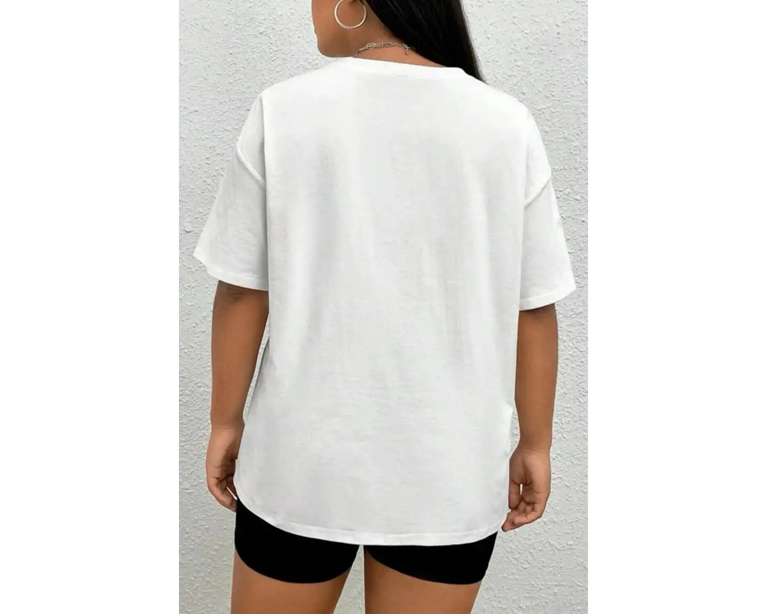 Kadın Kısa Kollu Bisiklet Yaka Tişört Salaş