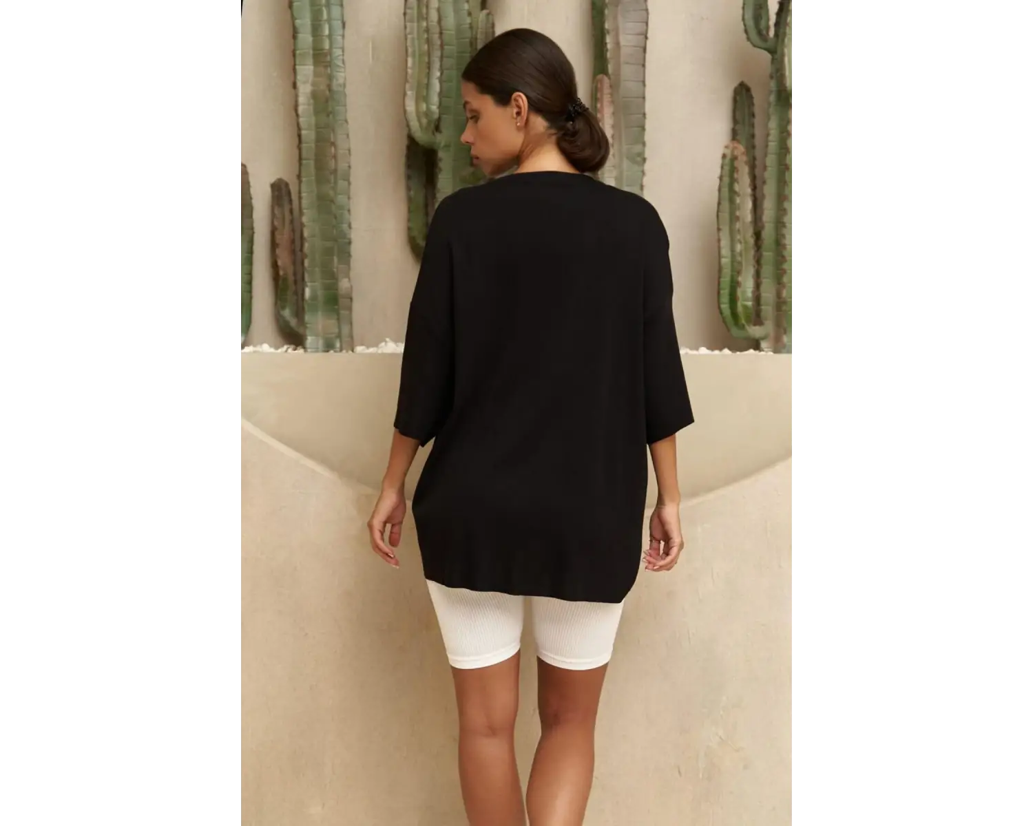 Kadın Kısa Kollu Penye Bisiklet Yaka