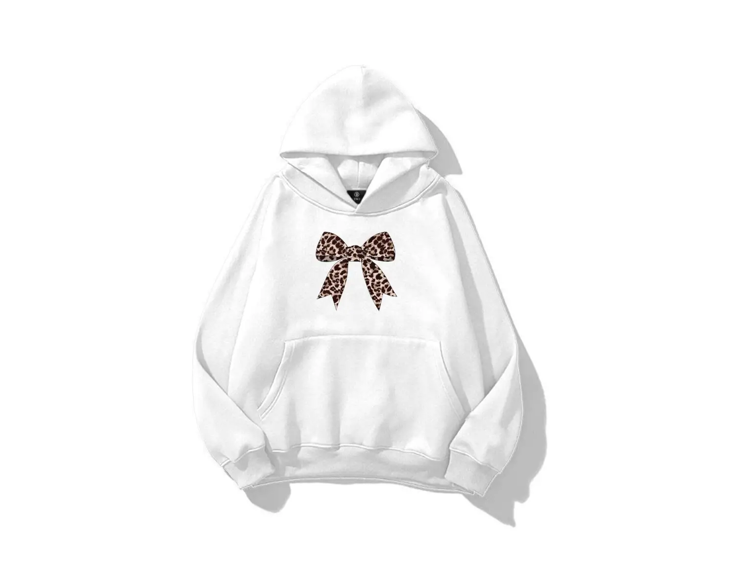 Kadın Leopar Kurdele Sweatshirt Beyaz