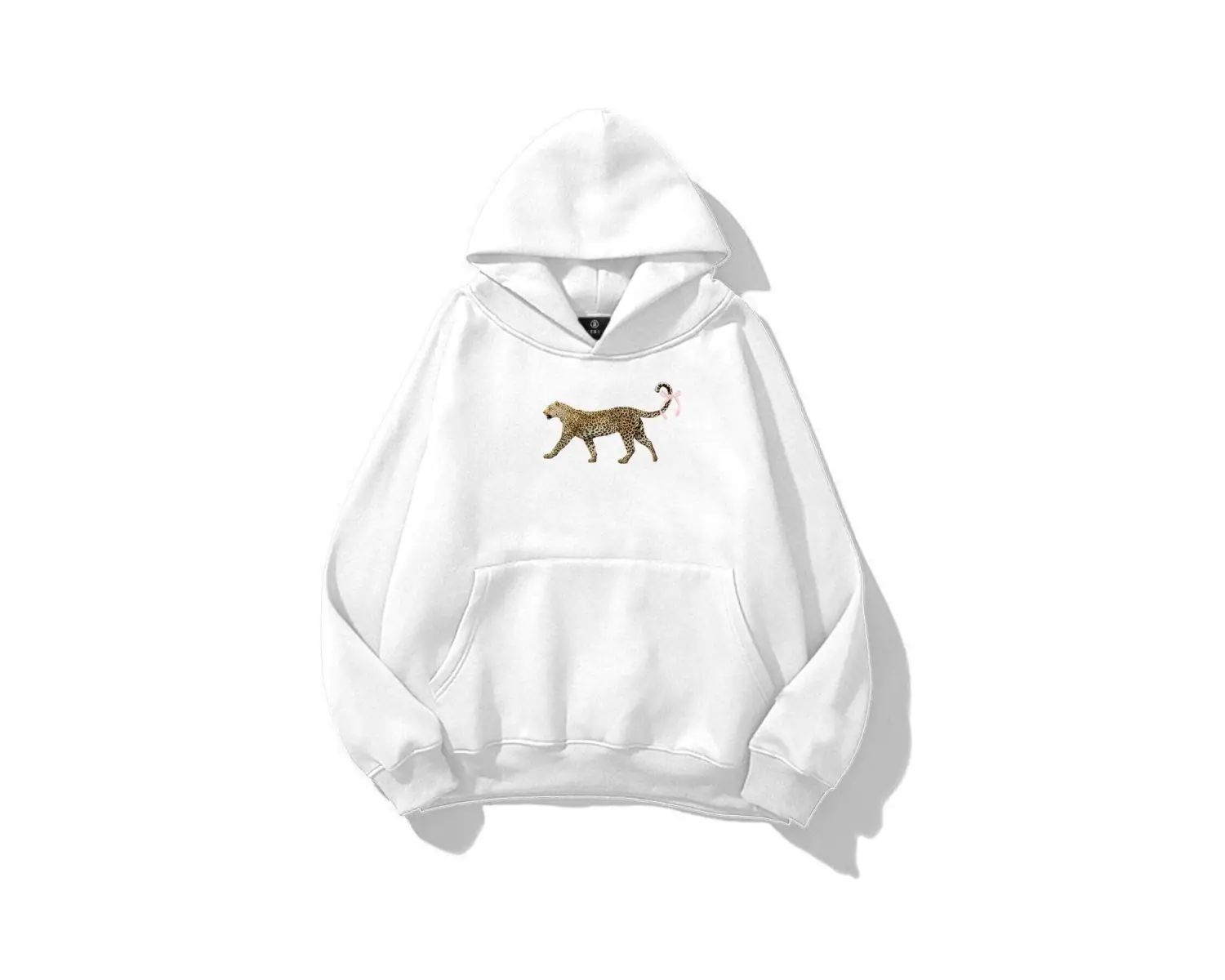 Kadın Leopar Kuyruk Kurdele Sweatshirt Beyaz