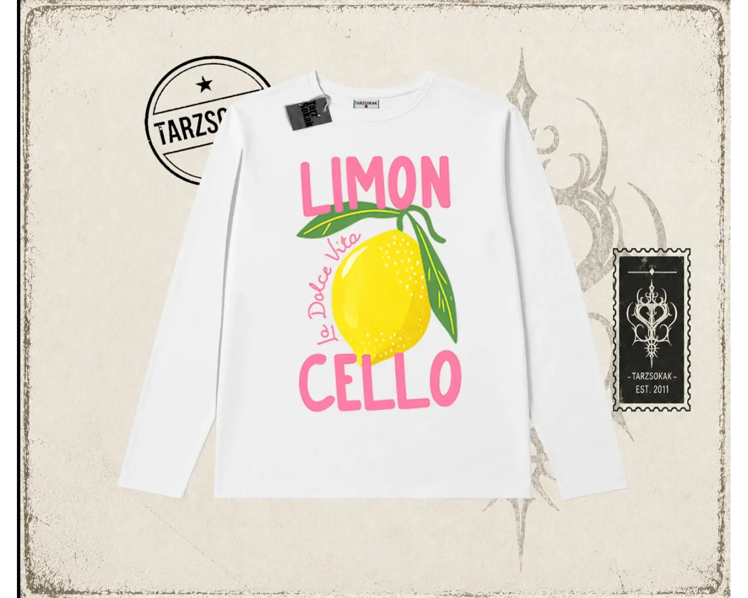 Kadın Limon Cello Biskilet Yaka  Long Sleeve Beyaz