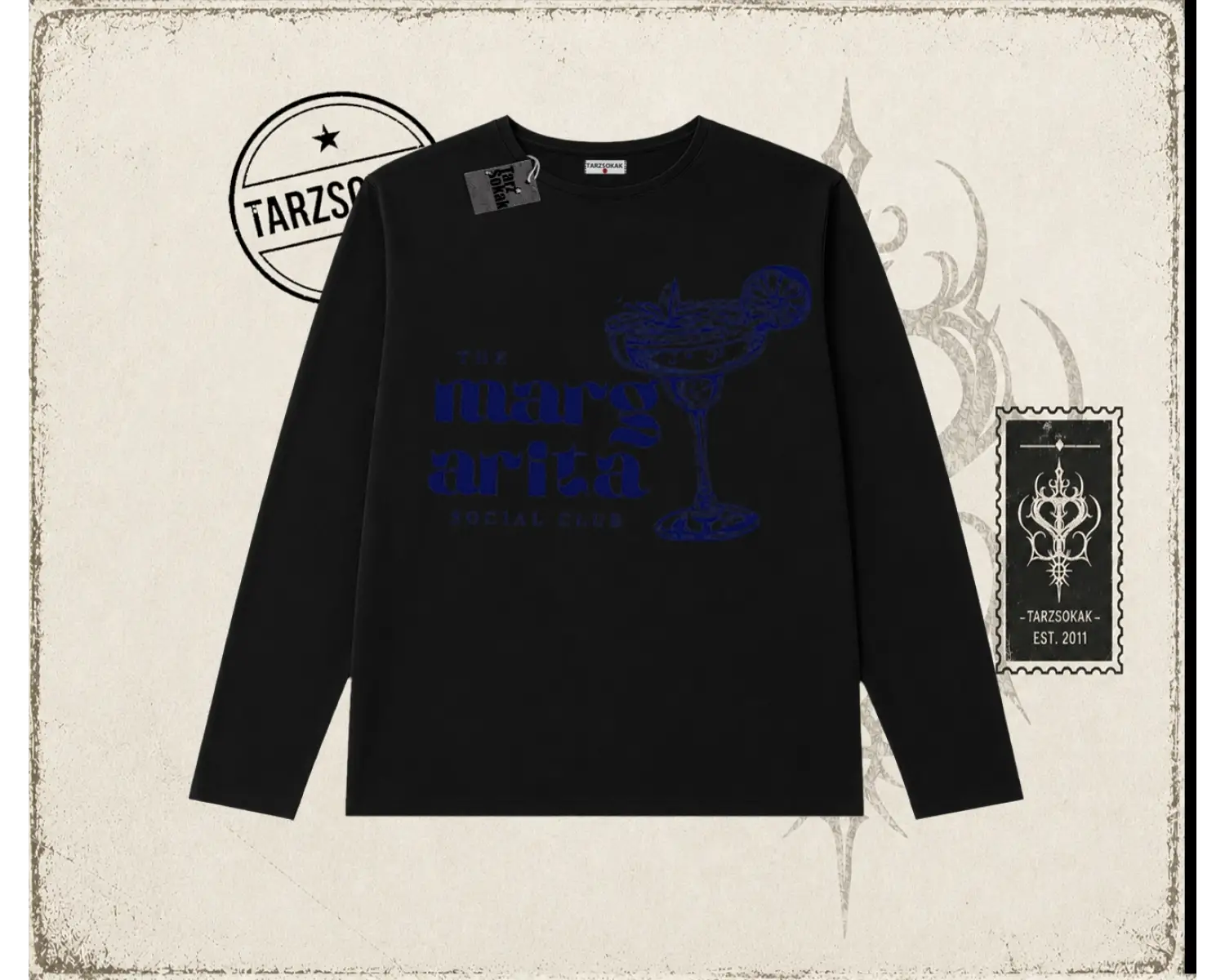 Kadın Margarita Social Club Biskilet Yaka  Long Sleeve Beyaz