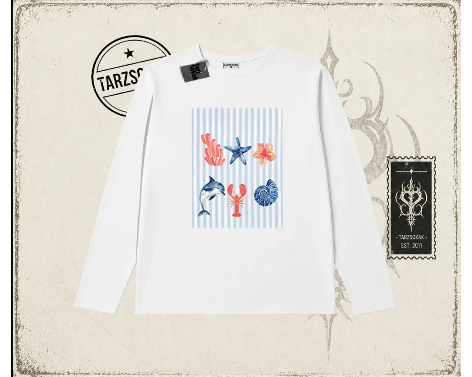 Kadın Ocean Like Biskilet Yaka  Long Sleeve Beyaz