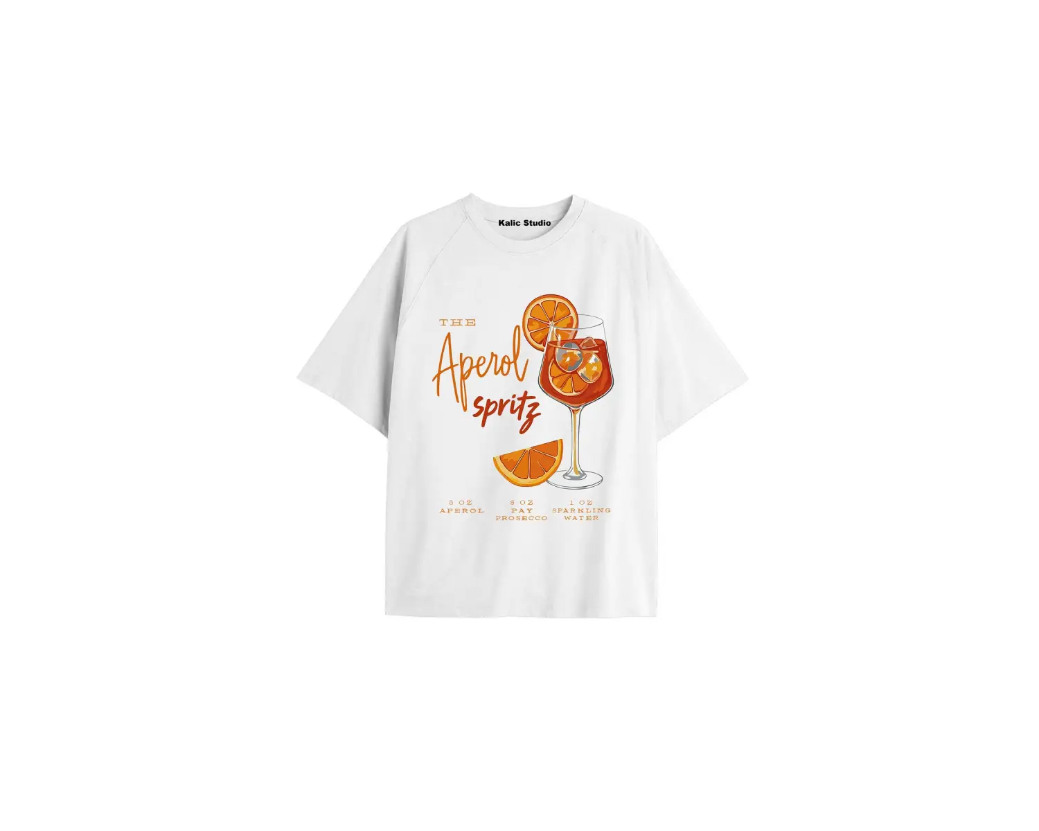 Kadın Oversize Aperol Spiritz Tshirt Beyaz