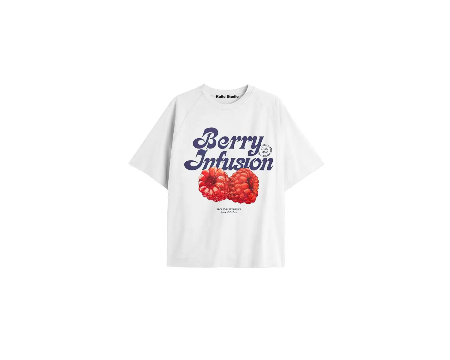 Kadın Oversize Berry Infusion Tshirt Beyaz