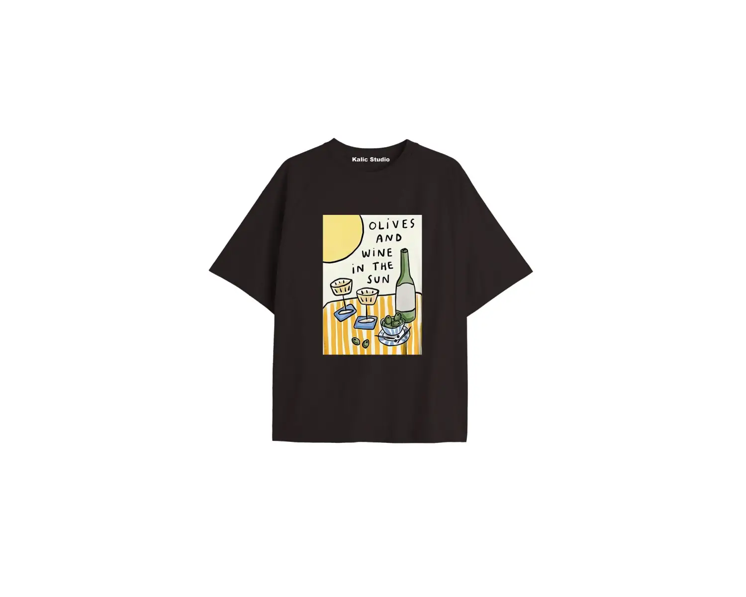 Kadın Oversize Olives and Wine Tshirt Beyaz