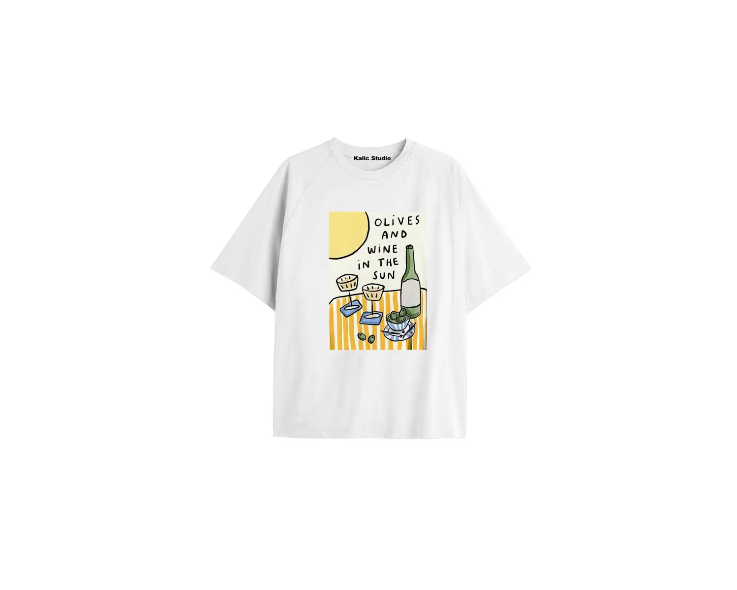 Kadın Oversize Olives and Wine Tshirt Beyaz