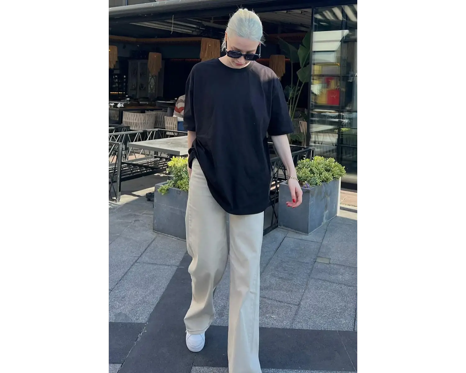 Kadın Oversize Penye Rahat Yazlık Kısa Kollu