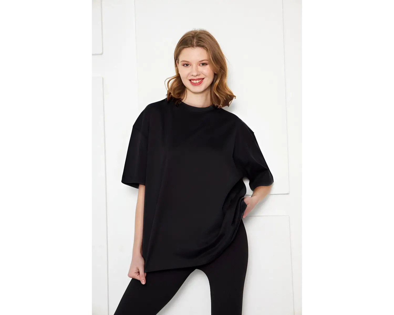 KADIN OVERSİZE PENYE YAZLIK NEFES ALAN KISA KOLLU