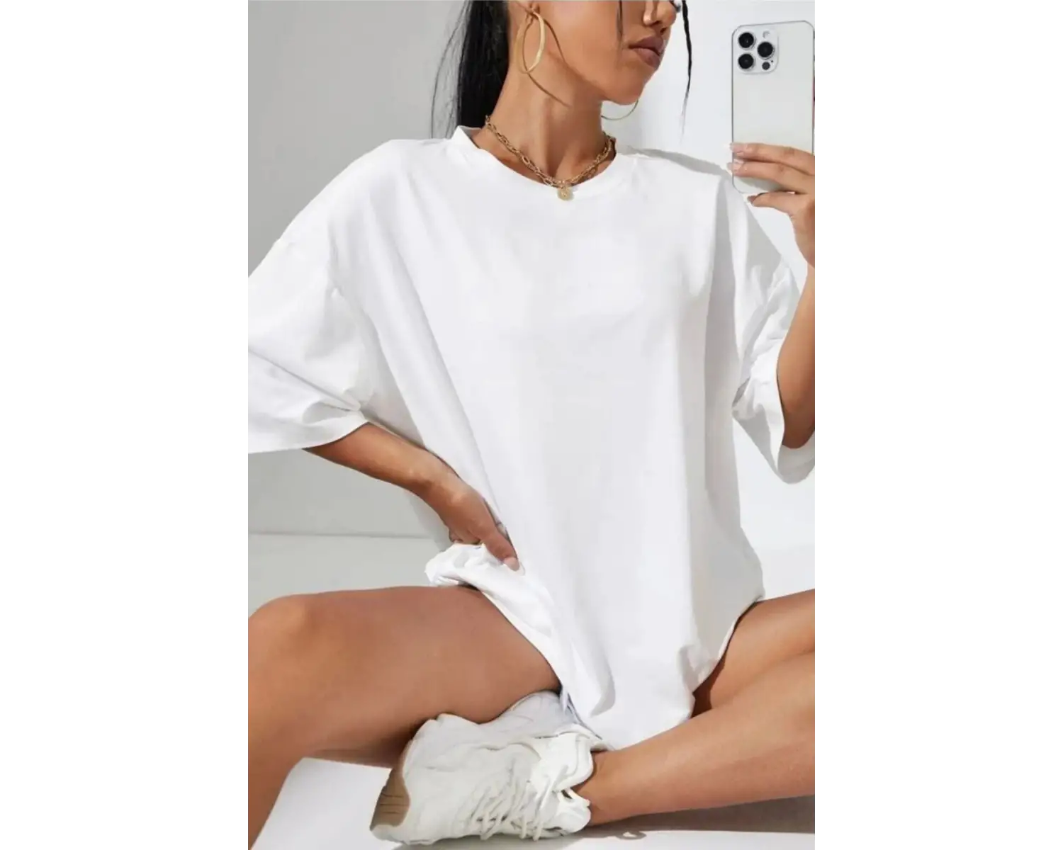 KADIN OVERSİZE PENYE YAZLIK NEFES ALAN KISA KOLLU